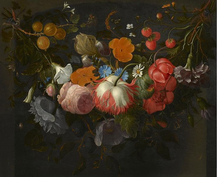 A Swag of Flowers Hanging in a Niche